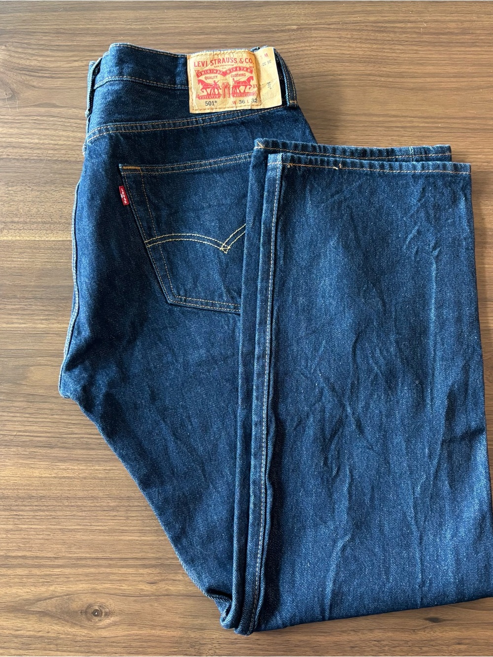Levi's 501 Dark Blue Straight Leg Men's Jeans 36x32